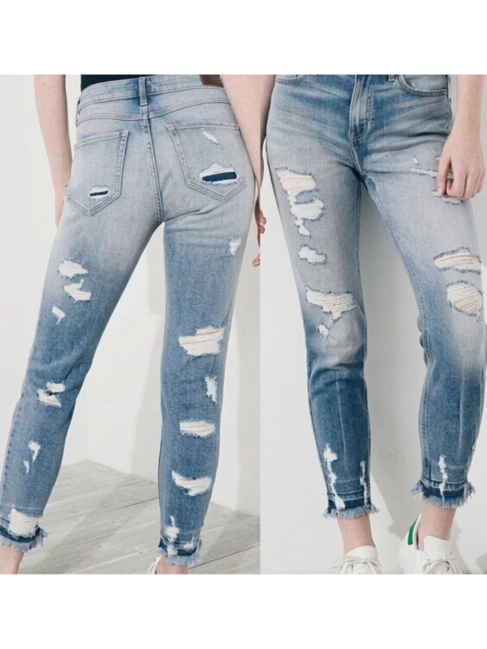 HOLLISTER High Rise Super Skinny Crop Vintage Stretch Jeans Light Ripped 1 / 25